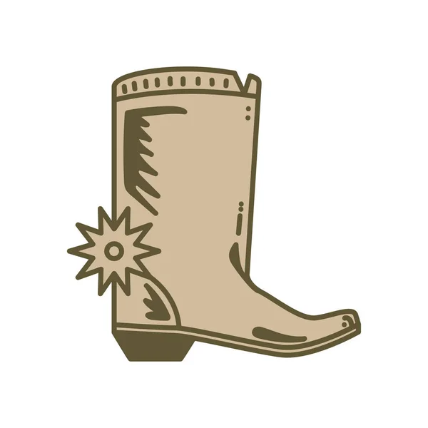 Bota vaquera estilo vintage — Vector de stock