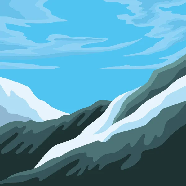 Montagne avec paysage de neige — Image vectorielle