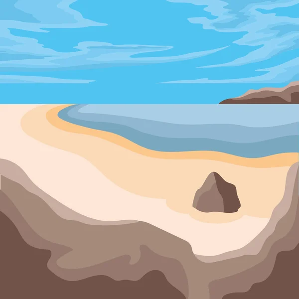 Playa y paisaje oceánico — Vector de stock