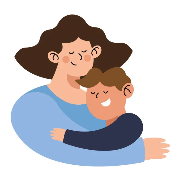 Feliz madre hijo abrazando — Archivo Imágenes Vectoriales