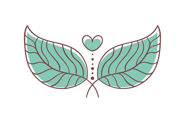 Gröna blad och hjärta — Stock vektor