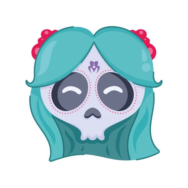 Mexican female skull — Stock Vector