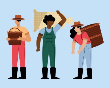 Karakterler üzerinde çalışan ırklar arası çiftçiler