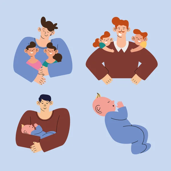 Pères et enfants — Image vectorielle