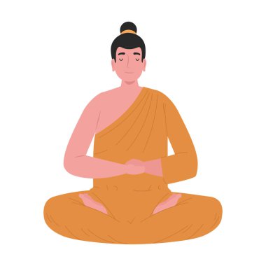 Budist keşiş oturdu.