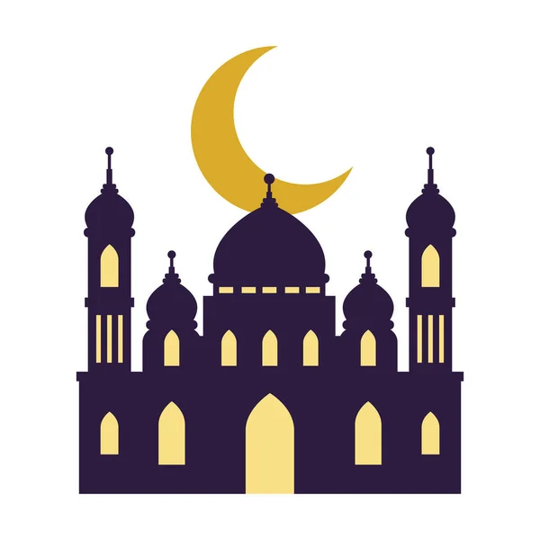 Mesquita com lua crescente — Vetor de Stock