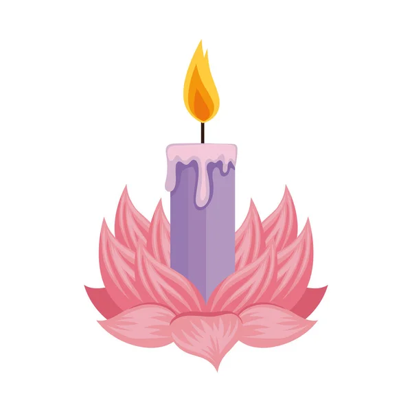 Flor de lótus rosa com vela — Vetor de Stock