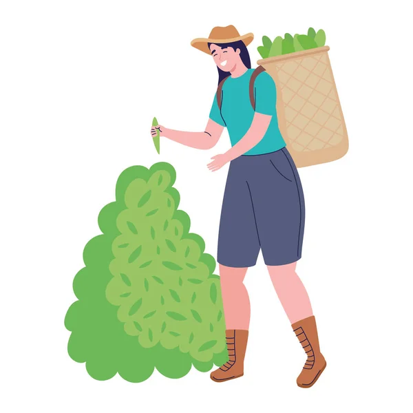 Αγρότης γυναίκα που εργάζεται — Διανυσματικό Αρχείο