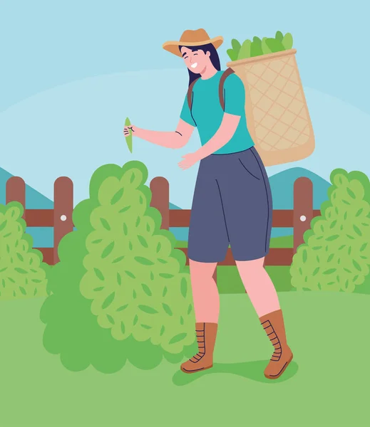 Agricultrice travaillant — Image vectorielle