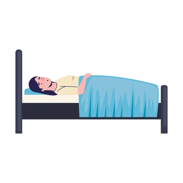 Dam sover i sängen — Stock vektor