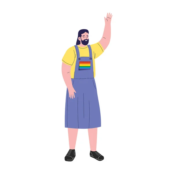 Hombre gay con delantal — Vector de stock