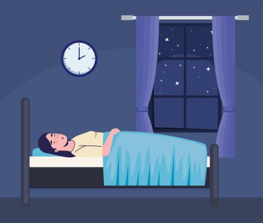 Yatak odasında uyuyan kadın.