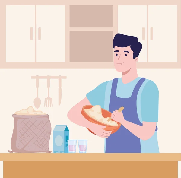 Hombre cocina en la cocina — Archivo Imágenes Vectoriales