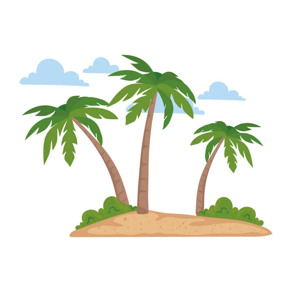 Trees palms seascape — Stock Vector