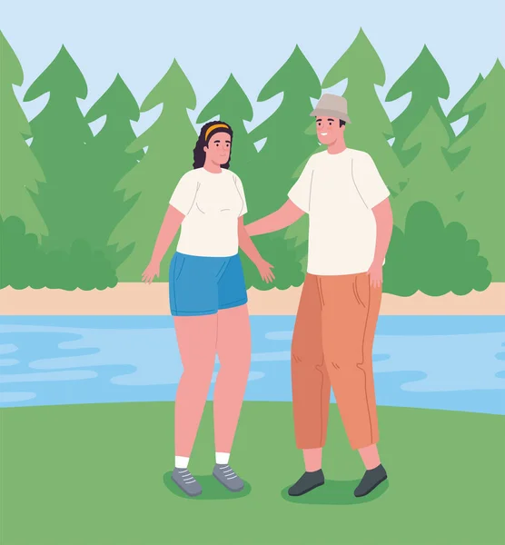 Пара в озере — стоковый вектор
