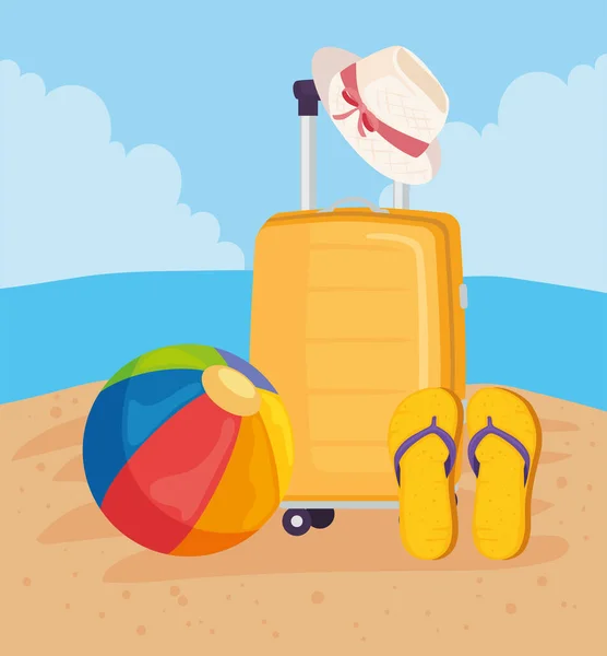 Accesorios de vacaciones en la playa — Vector de stock