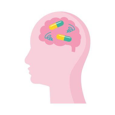 profile with capsules in brain