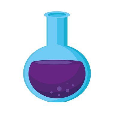 Mor sıvıyla laboratuvar şişesi.