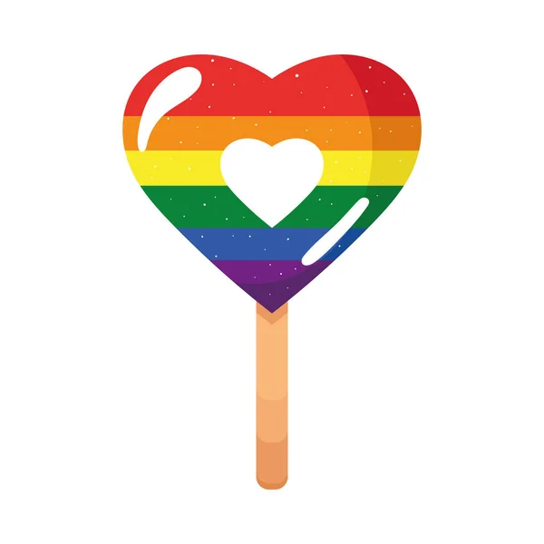 Lgtbi flag in heart lollipop — Stok Vektör