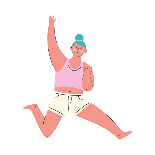 Girl jumping wearing swimsuit — стоковый вектор