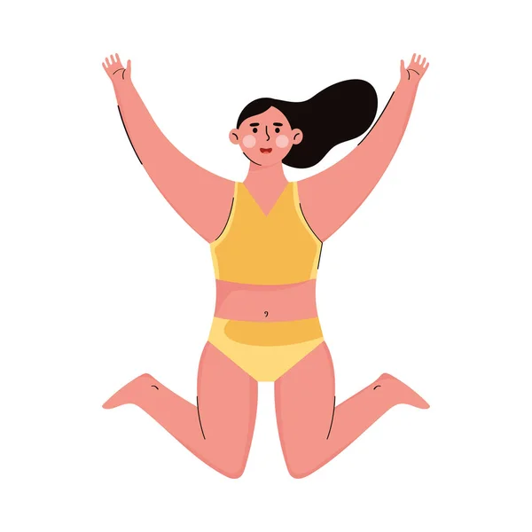 Woman jumping wearing swimsuit — стоковый вектор
