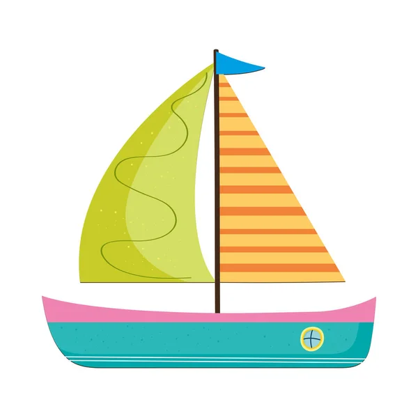 Cute green sailboat — Stock Vector