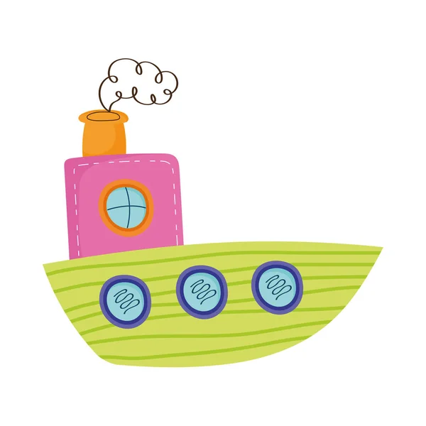 Green steam boat — Stockvektor