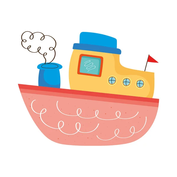 Barco a vapor laranja — Vetor de Stock