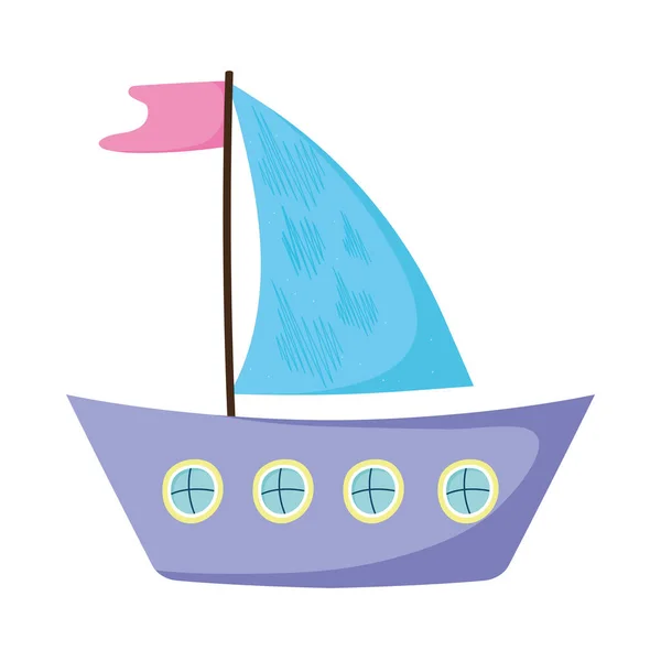 Cute lilac sailboat — Stockvector