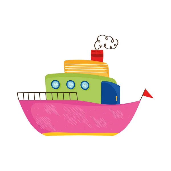 Pink steam boat — стоковый вектор