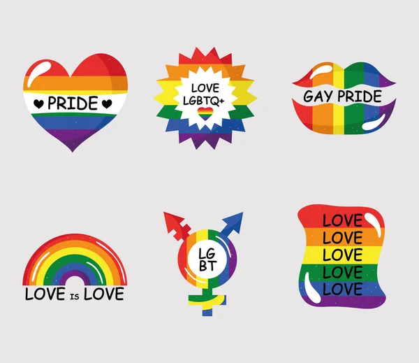 Six lgtbi community icons — Vetor de Stock