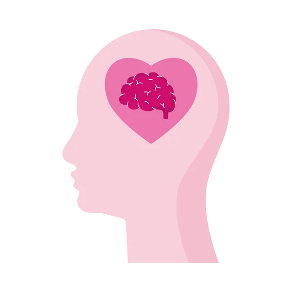 Profile with heart brain — Wektor stockowy