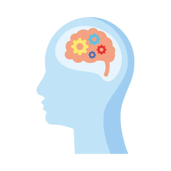 Profile with gears brain — Stockvektor