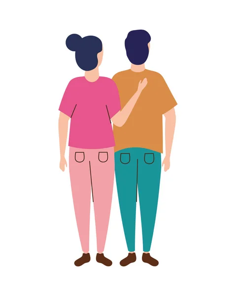 Amoureux couple retour position — Image vectorielle