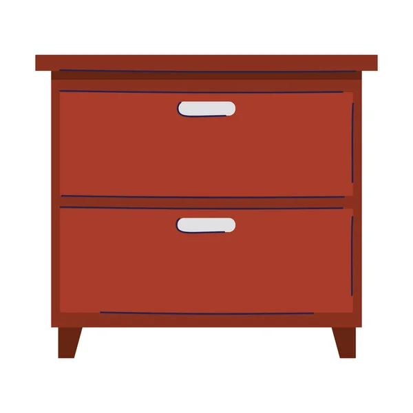 Red wooden drawer — Vetor de Stock