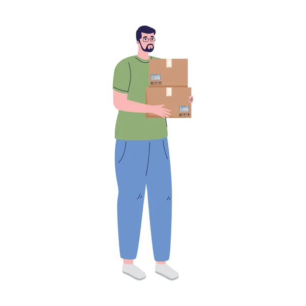 Man lifting boxes — Archivo Imágenes Vectoriales