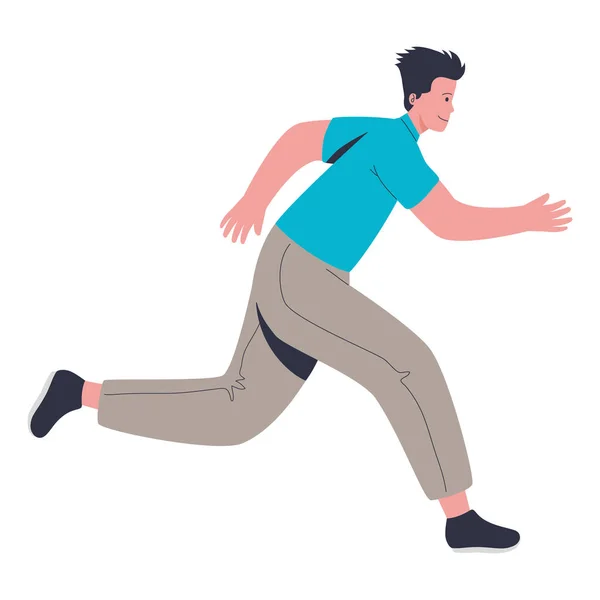 Young man worker running — Vector de stock