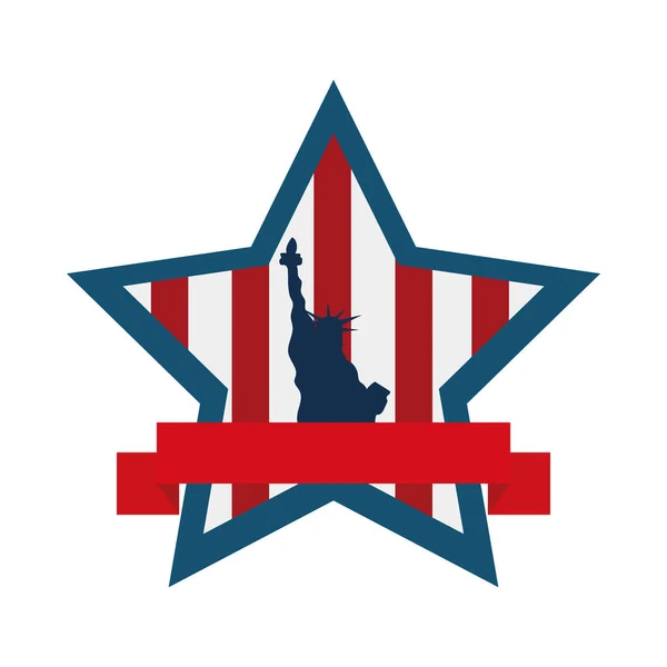 Usa star and liberty statue — Stock Vector
