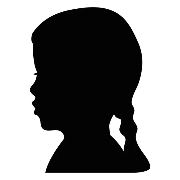 Little girl silhouette profile — Stok Vektör