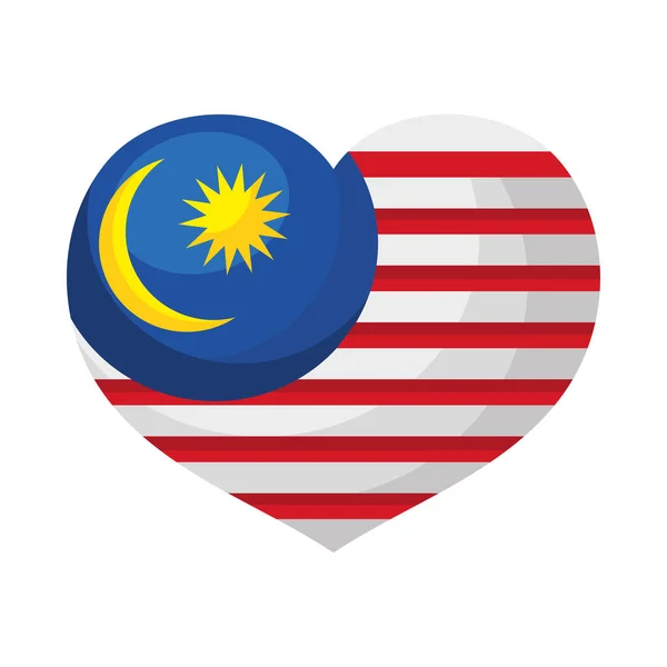 Bandera de Malasia en el corazón — Vector de stock
