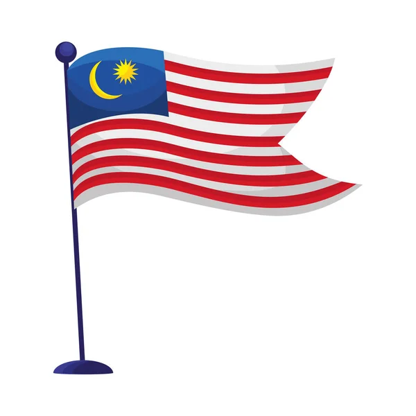 Malaysia flag melambai di tiang - Stok Vektor