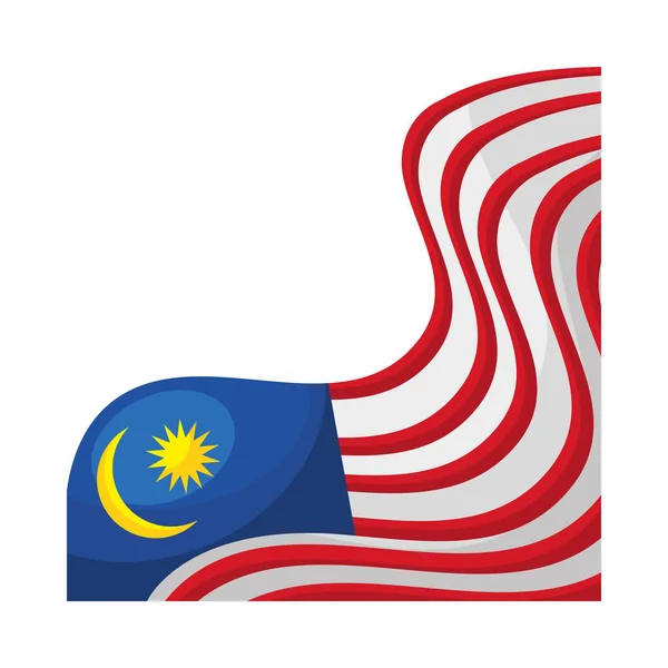 马来西亚国旗挥动国徽 — 图库矢量图片