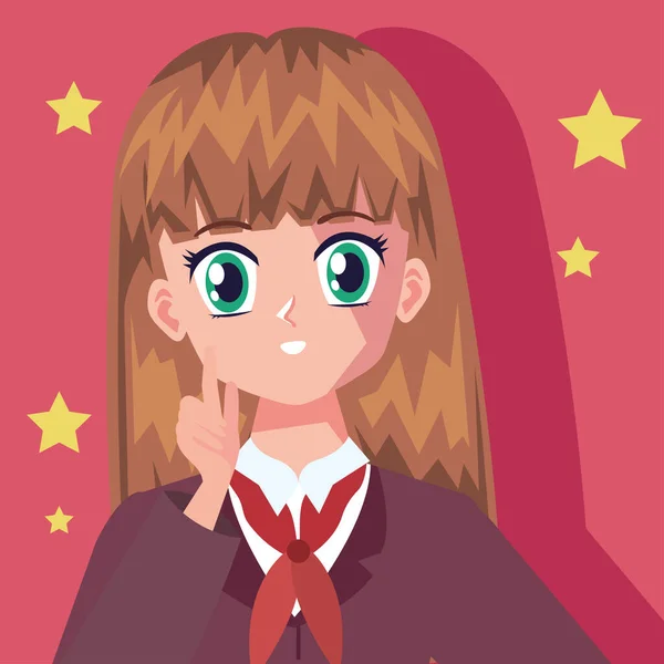 Anime girl with stars — Stockvektor
