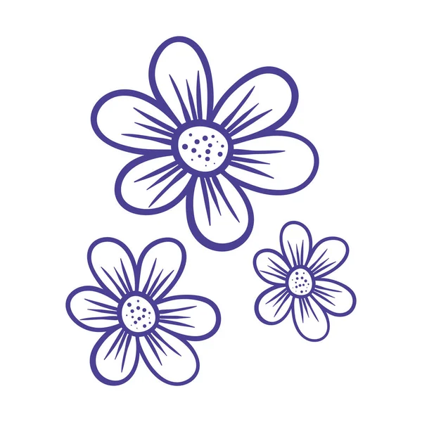 Fleurs jardin ligne style — Image vectorielle