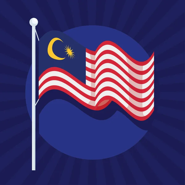 Bandera de Malasia en polo — Vector de stock