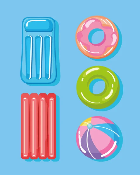 Five pool floats icons — Stock Vector