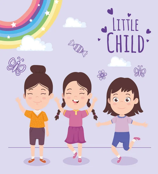 Little kids in poster — Archivo Imágenes Vectoriales