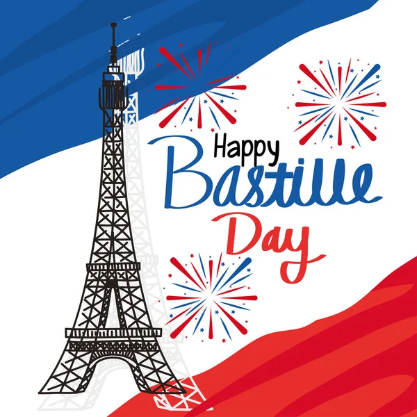 Happy bastille day poster — Stock Vector