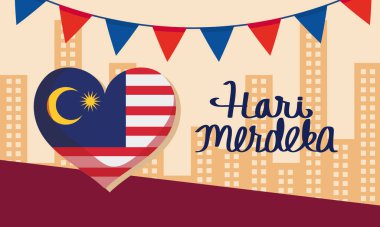 Hari Merdeka. Üzerinde çelenkler var.