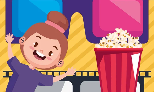 Girl and pop corn — Image vectorielle